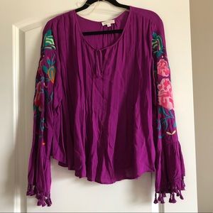 Hot & Delicious purple embroidered top. Medium
